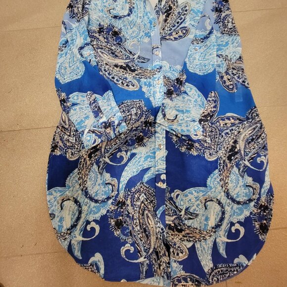 CHICO'S Enchanted Paisley Betty Long Sheer Shirt Size 0 - Picture 9 of 15